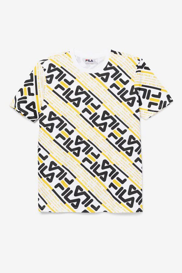 Fila Calvin Men's Tee - White/Black/Yellow,NZ 325-87249